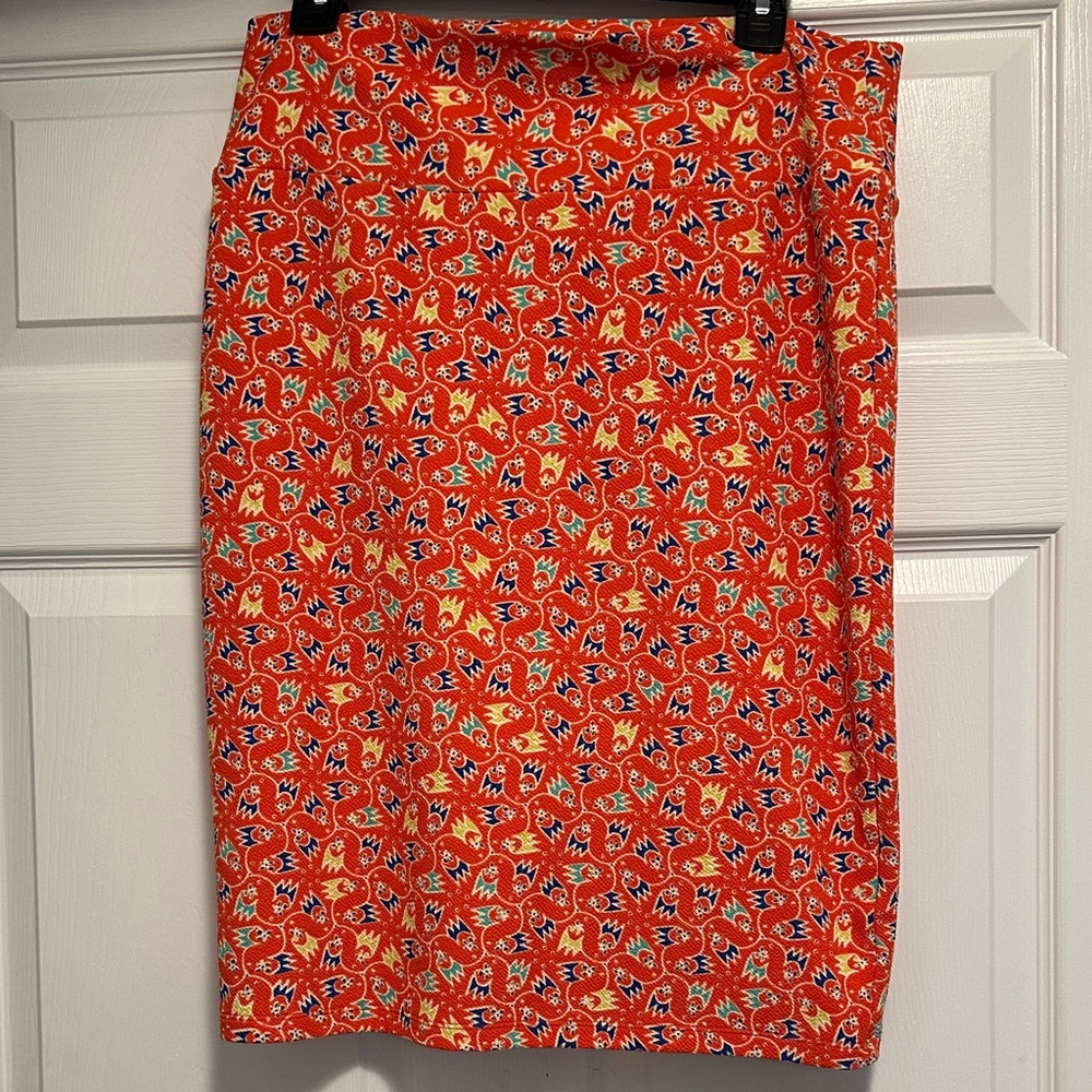LuLaRoe Vibrant Orange Floral Pencil Skirt